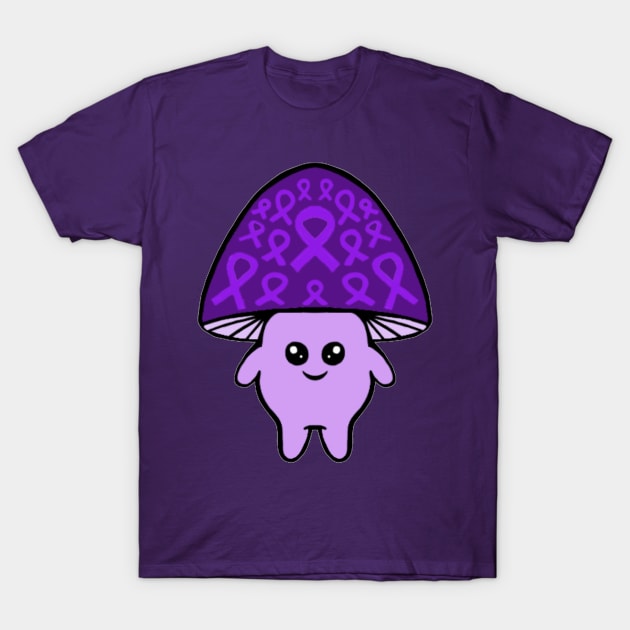 Purple Awareness Ribbon Mushroom Man T-Shirt by CaitlynConnor